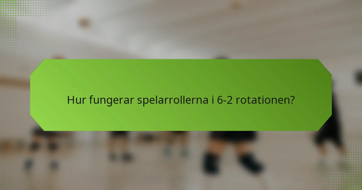 Hur fungerar spelarrollerna i 6-2 rotationen?