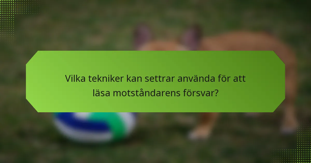 Vilka tekniker kan settrar använda för att läsa motståndarens försvar?